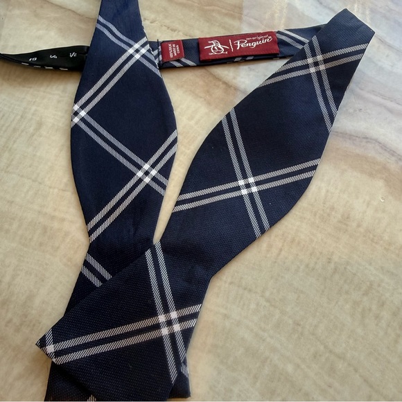 Original Penguin Navy and White Plaid Bow Tie - Picture 6 of 6
